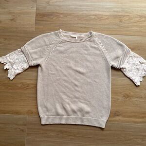 See By Chloe Cream Sweater with Lace Detail Small